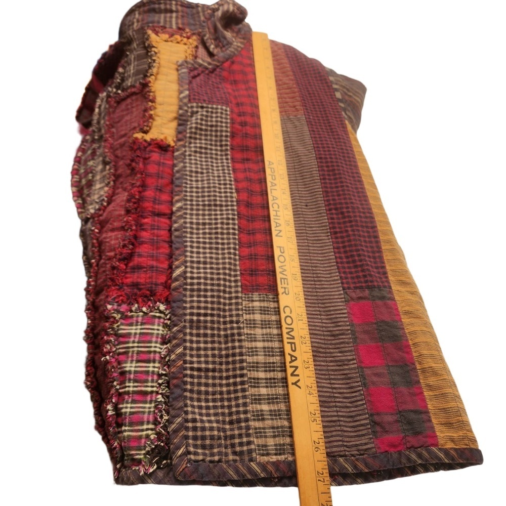 Vintage Patchwork Jacket Collarless Plaid Reversi… - image 6